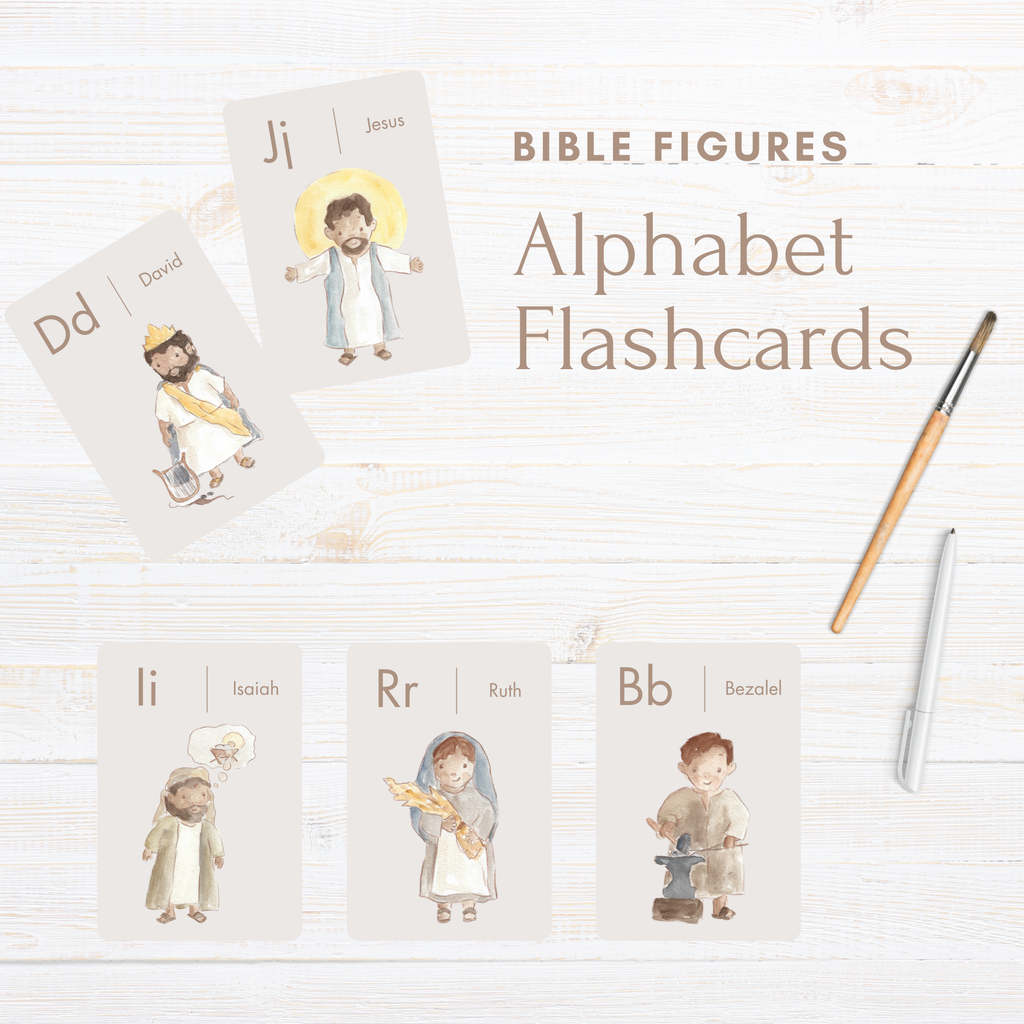 Alphabet Flash Cards with Bible Figures, Printable, ABC Flashcards, Alphabet Cards, Preschool Toddler Flashcards, Digital Download